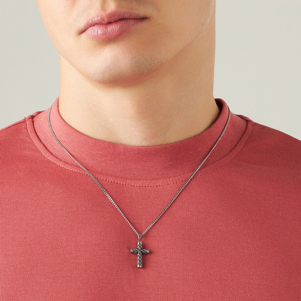 Collana Man Code Acciaio Cristallo